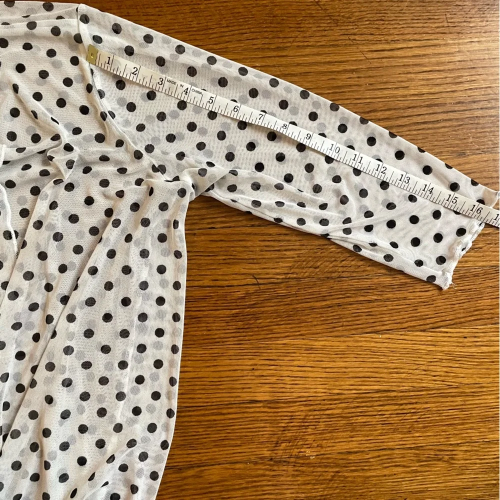 Ava James White Polka Dot Mesh Lightweight Cardigan